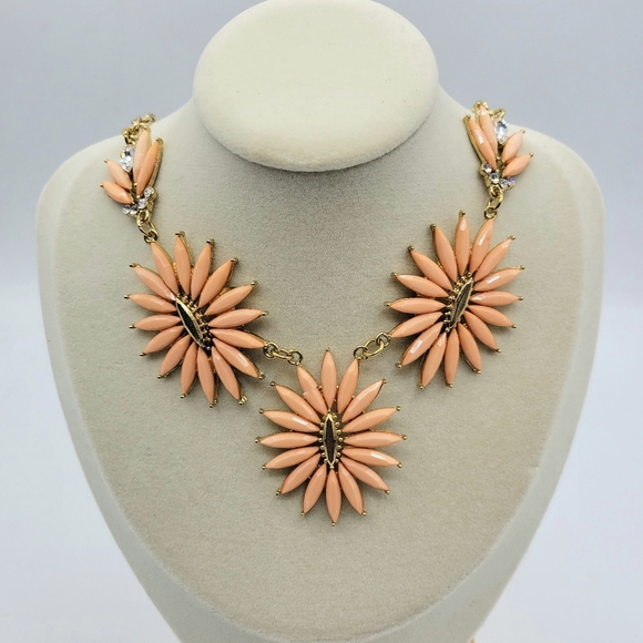 Floral Necklace in Peach and Gold w/ Extender - Picture 1 of 5